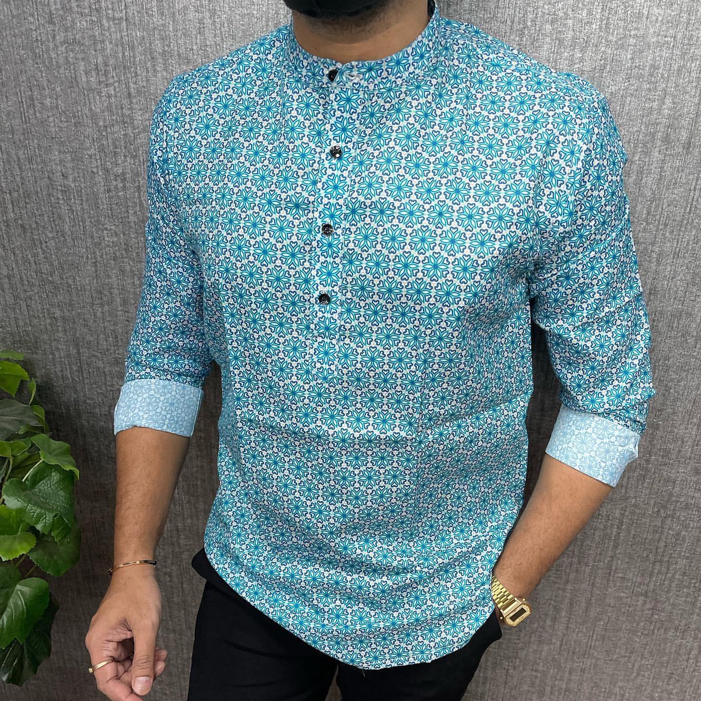 Buy the Latest Collection of Printed Short kurta for men - The Same Style